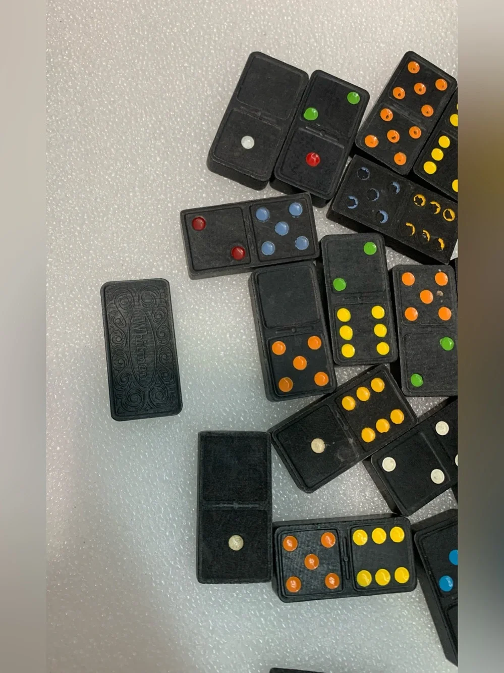 Whitman Disney Dominoes Plastic Tile Game Pieces Lot, Black & Blue